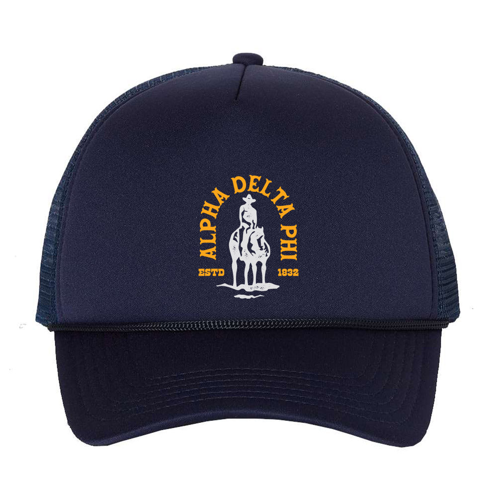 Alpha Delta Phi Rancher Trucker Hat Polyester Cap – College Thread