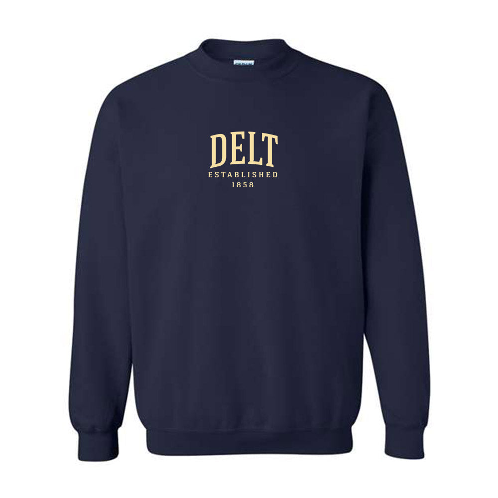 PICK!!! Vintage Delta Tau Delta Sweater Pullover Delta Sweatshirt College Big Logo selling Spellout Nice Design Delta Crewneck Size L