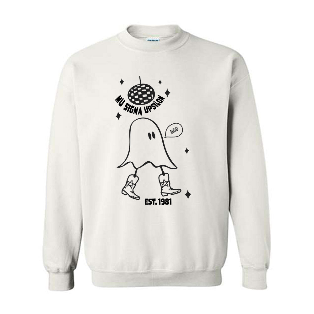 Mu Sigma Upsilon Ghost Disco Crewneck Sweatshirt – College Thread